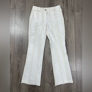 Escada Gold Metallic & White Straight Leg Jean Trouser Size‎ 38 Eu / US 12